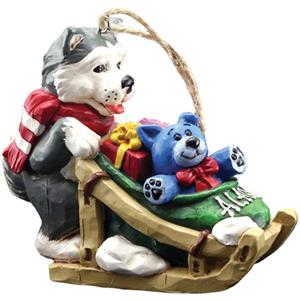 Polystone Ornament, Husky Sled