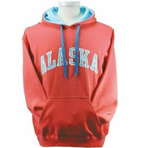 HOODIE, ADULT APPLIQUE ALASKA- PEACH (5XL)
