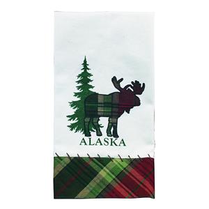 Plaid/Tan Birch Moose Kitchen Towel