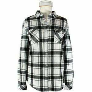 SHIRT, LADIES FLANNEL ALASKA OUTDOOR- BLACK/WHITE PLAID (MD)