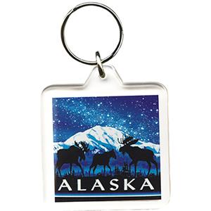 Three Moose Square Lucite Key Chain