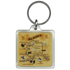 Vintage Map Lucite Key Chain