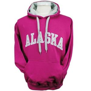 HOODIE, ADULT APPLIQUE ALASKA- FUCHSIA (5XL)