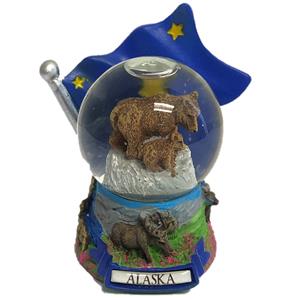 SNOW GLOBE, ALASKA FLAG & BEAR