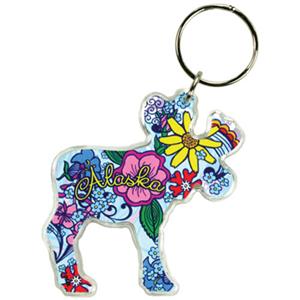 Flower Moose Lucite Key Chain