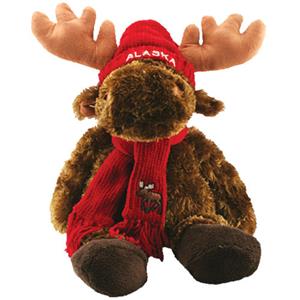 13" Plush Moose w/Red Hat & Scarf