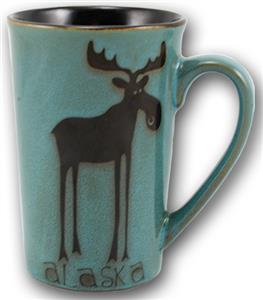 MUG TALL LEGGY MOOSE TURQ.